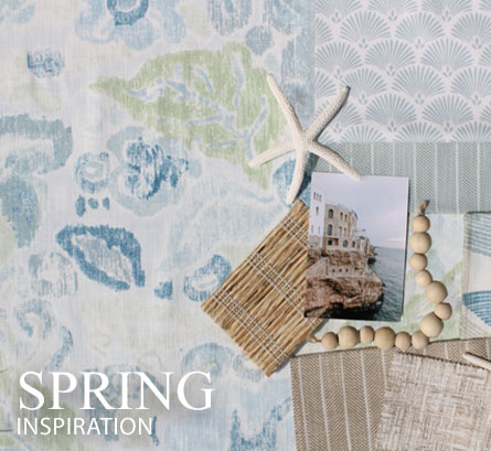 Serene interior inspiration in a light blue and green fabric palette